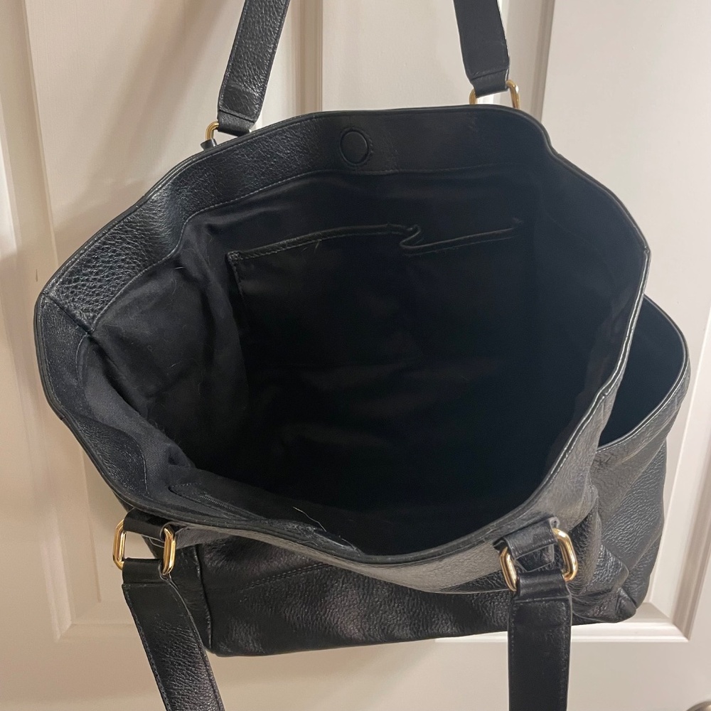 Kenneth Cole Black Leather Tote with Gold Hardware - Picture 7 of 14